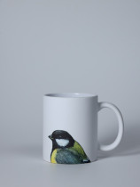 Matte Ceramic Mug with Great Tit Illustration